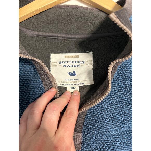 Southern Marsh Blue Pullover quarter Zip Fleece Jacket Men's Size 2X - Picture 3 of 7